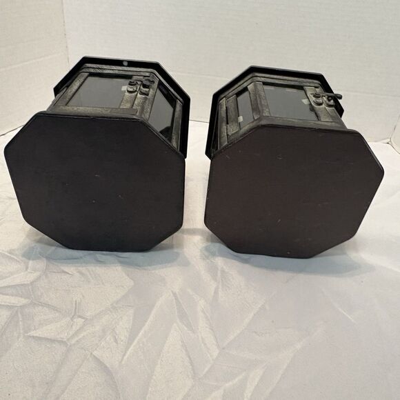 Hanging Lantern Metal Tealight Candle Holders With Glass Set of 2 RusticHanging - Picture 6 of 6